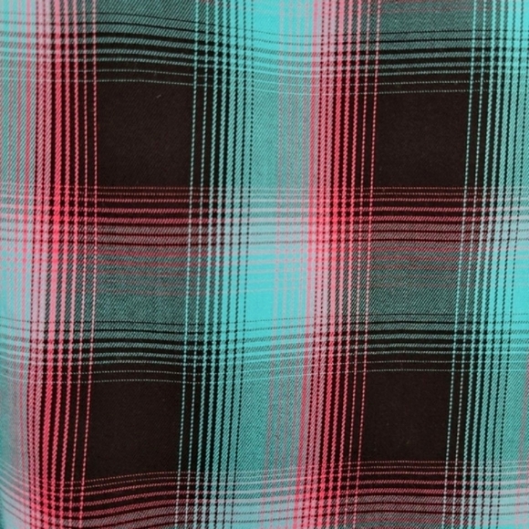 DIXXON Shreddy Bamboo Short Sleeve Plaid Button Up Blue, Pink - Picture 11 of 15